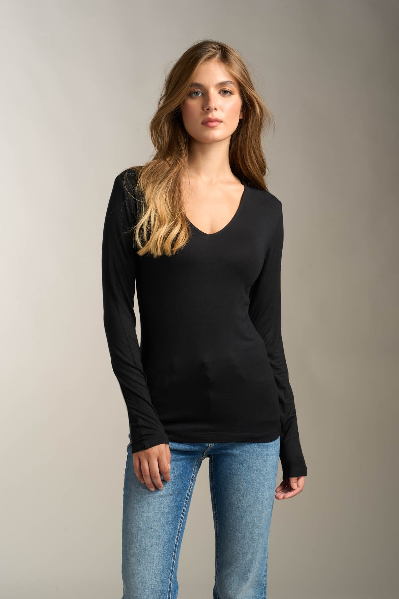 Maglia sollo a V maniche lunghe