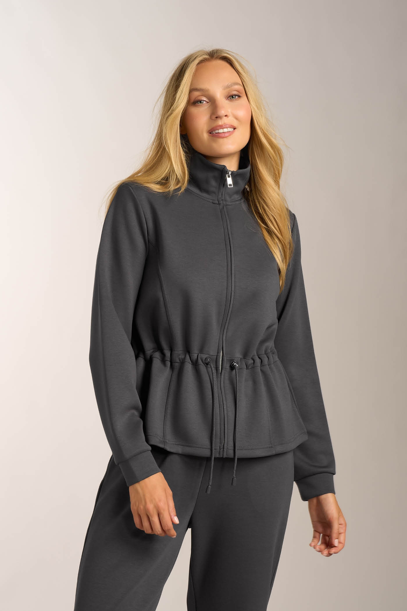 Felpa Full Zip Con Coulisse In Vita