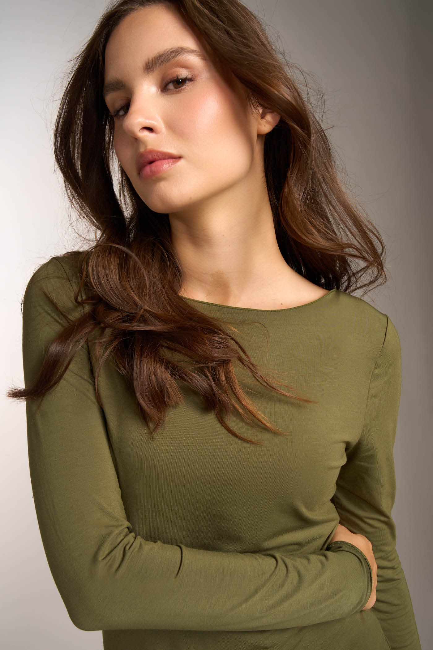 Maglia a maniche lunghe con scollo a Barchetta