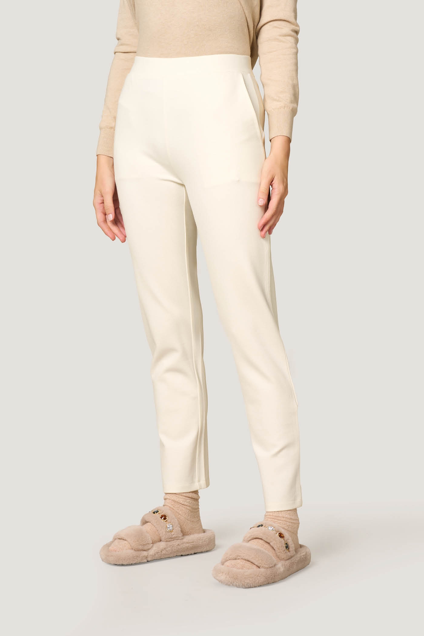 Pantaloni Straight Tinta Unita