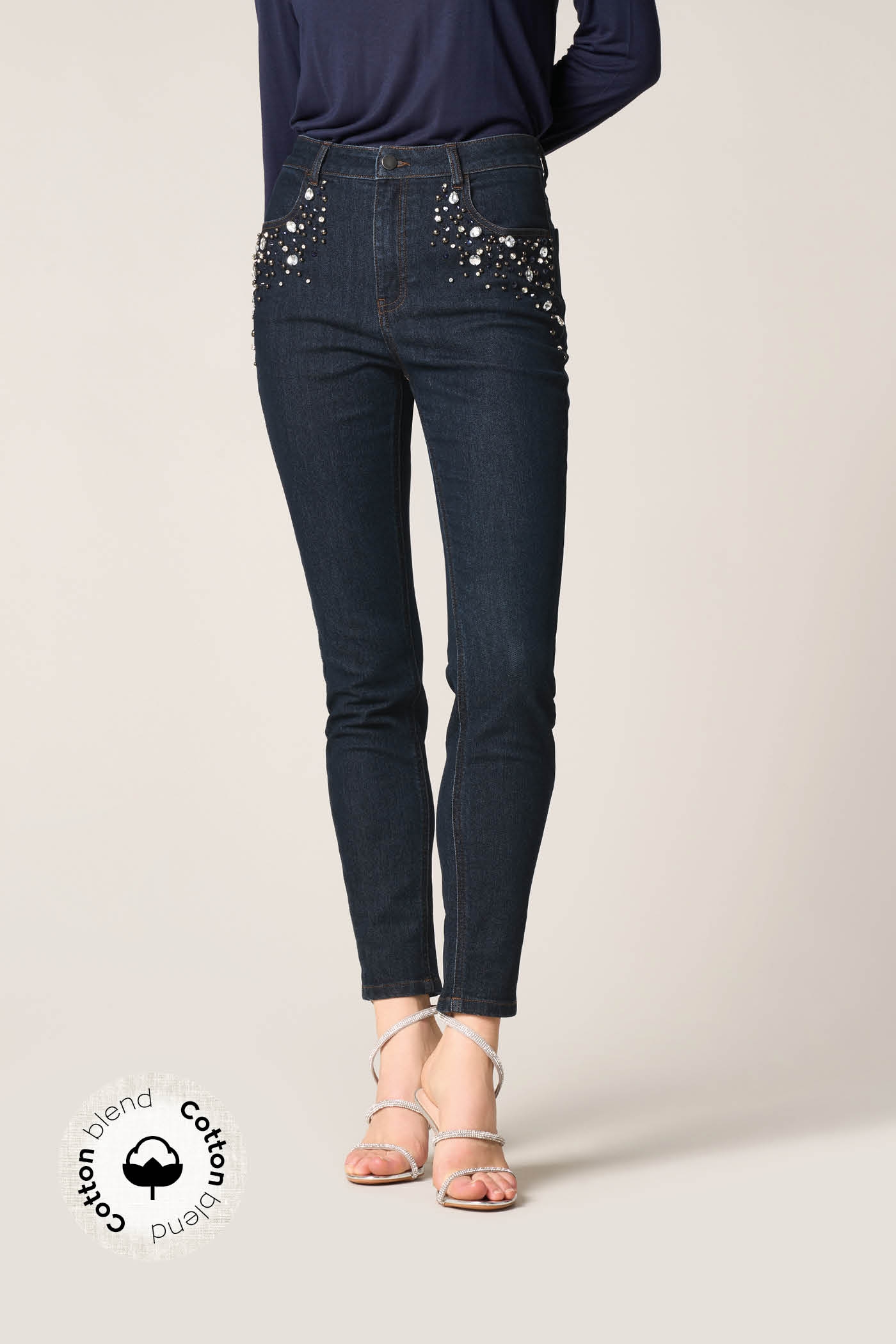 Leggings Skinny Denim con Strass