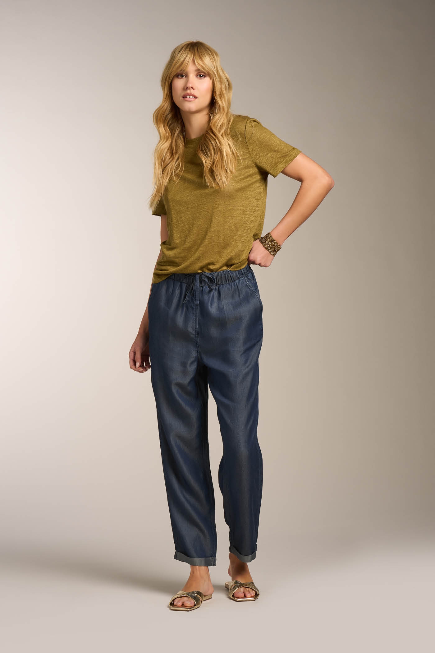 Leggings Jogger Chambray con Coulisse