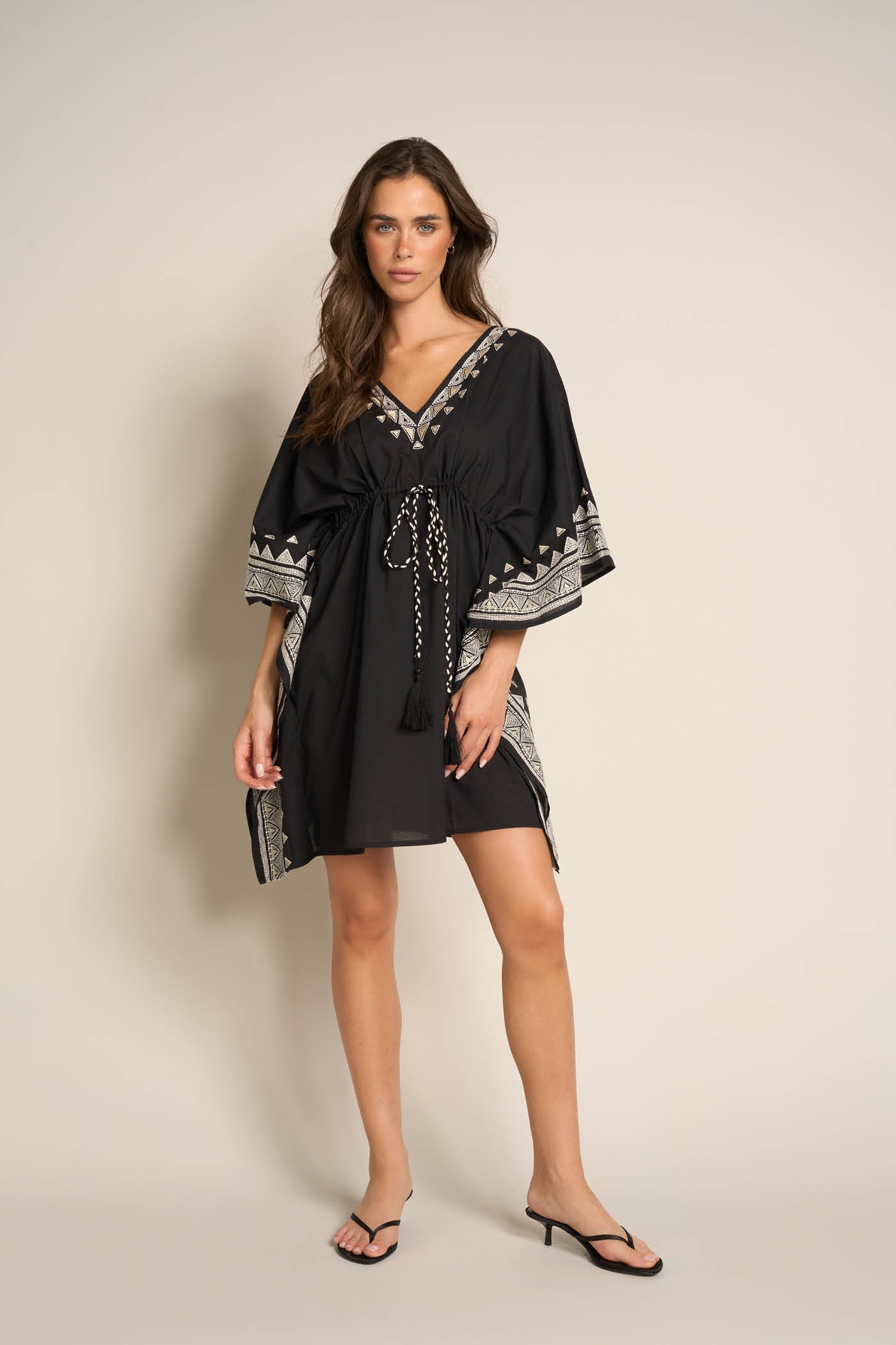 Abito Corto A Kimono Con Coulisse