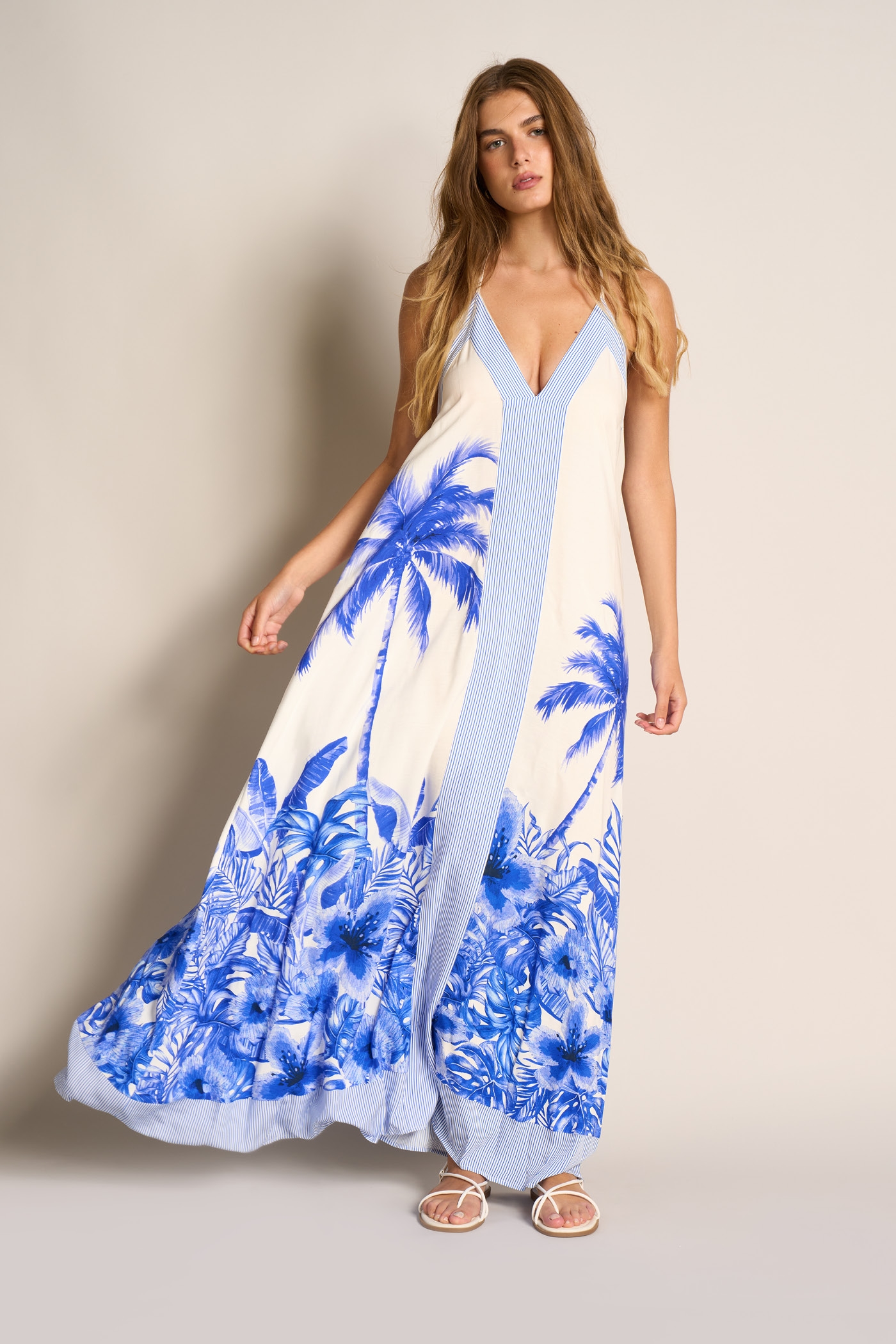 Abito Lungo Con Spalline Palm Beach