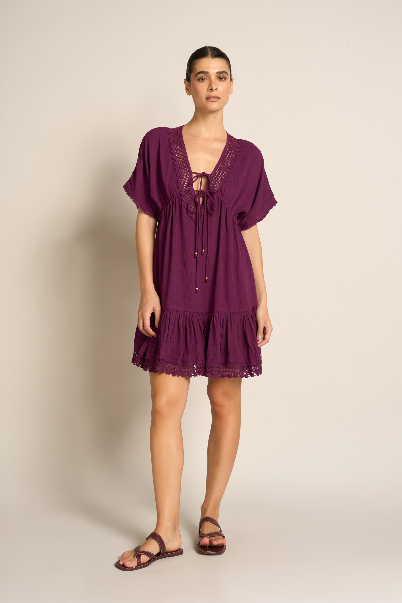 Abito Corto Kimono Con Balza