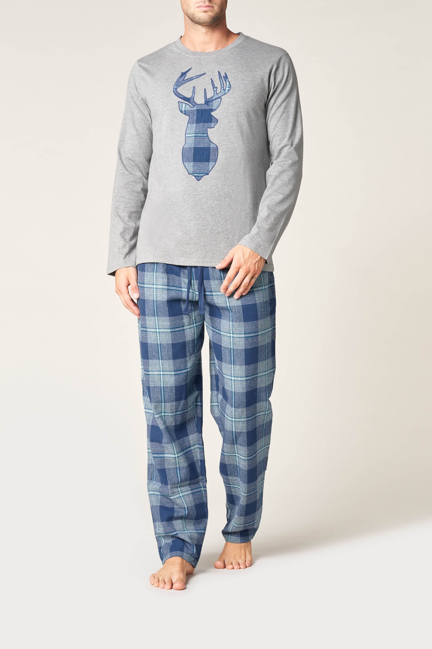 Pigiama Set Regular Stampa Tartan Deer