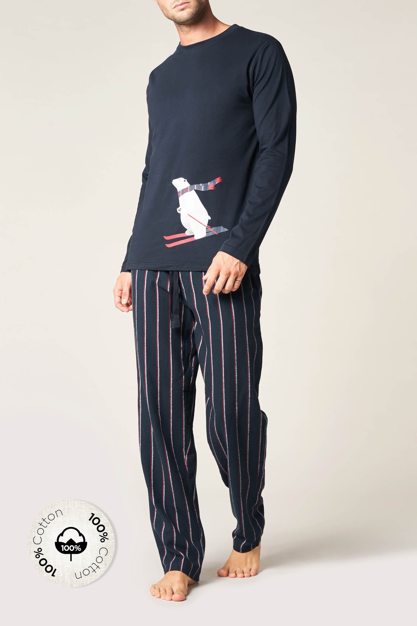Pigiama Set Regular Stampa Ski Bear goldenpoint