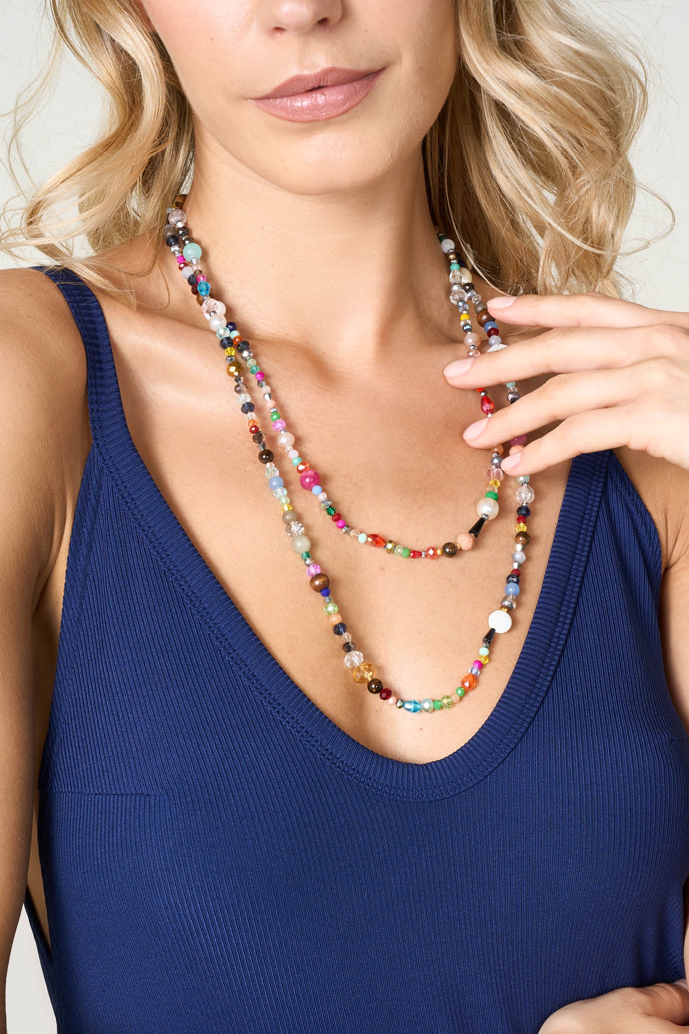 Collana Lunga di Perline Miste