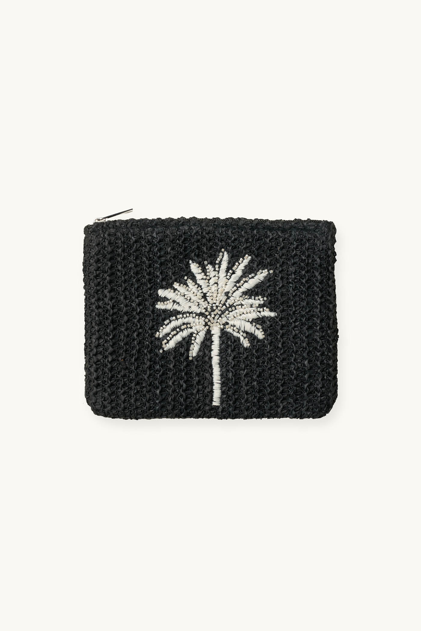 Pochette In Paglia Con Ricamo Palme