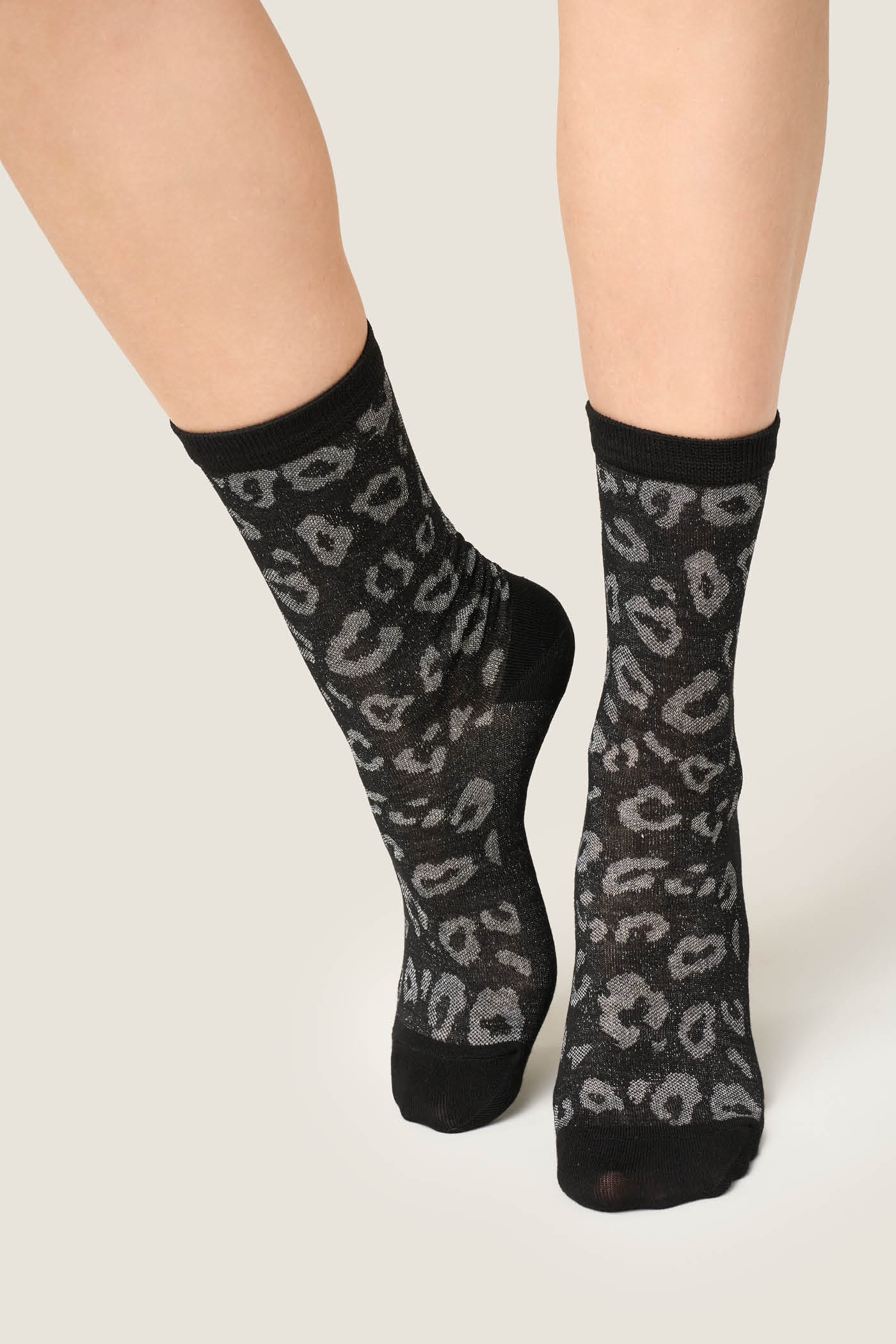 Calzino Jacquard Leopard con Lamè