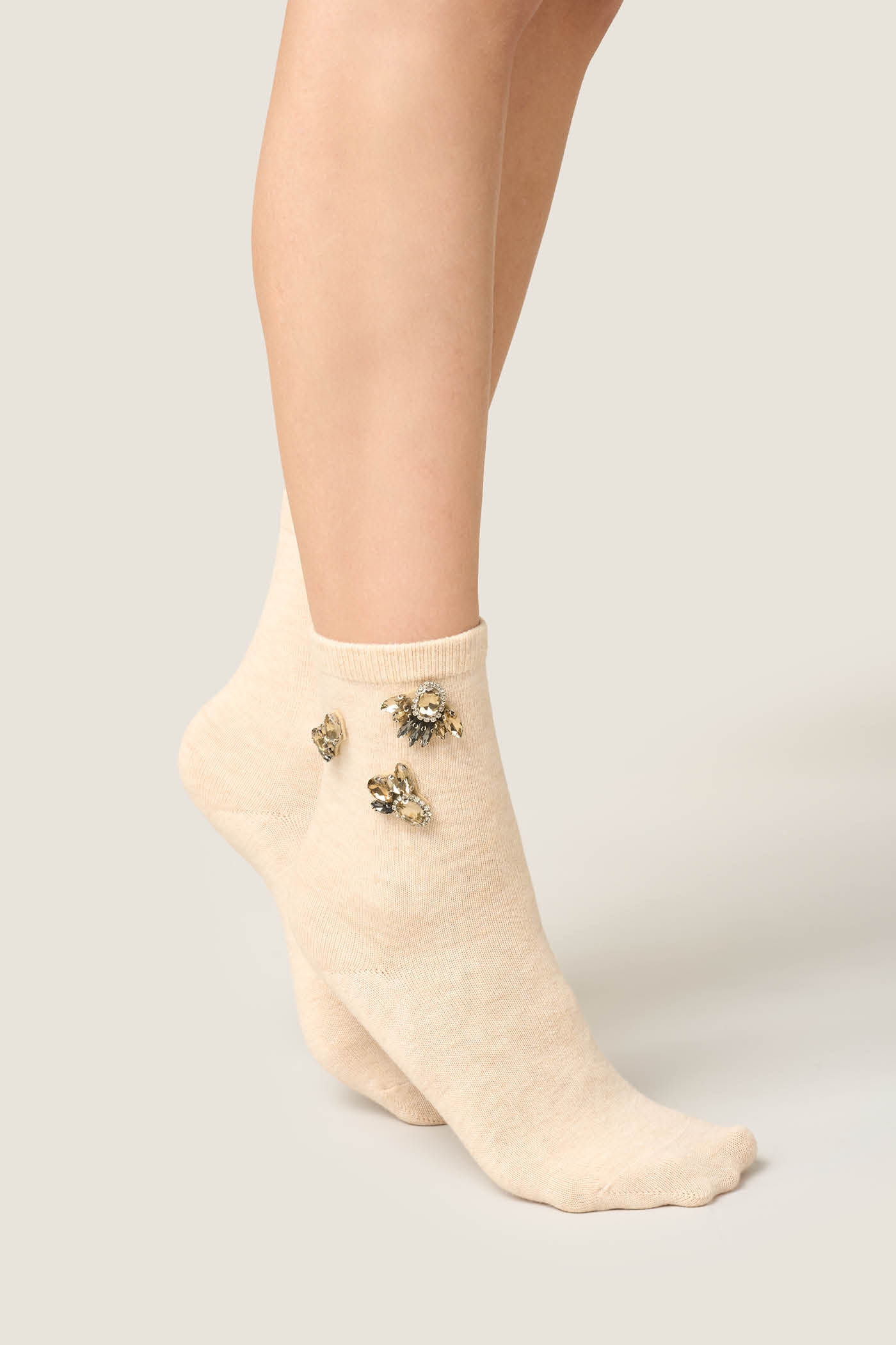 Calzino in Maglia Liscia con Bijoux