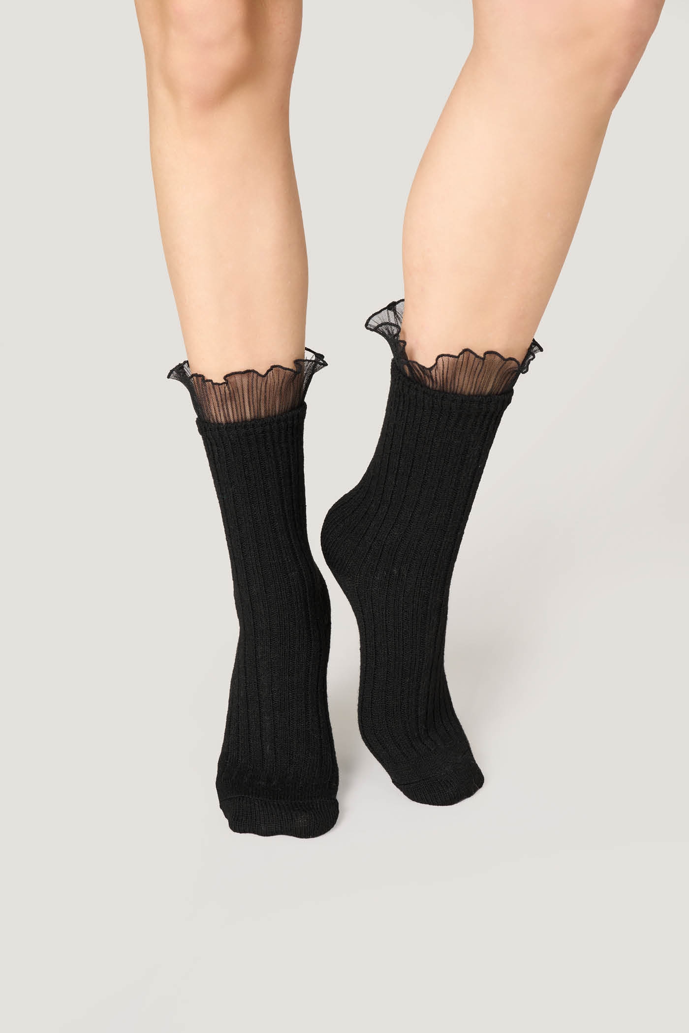 Calzino a Costina con Tulle Plissè