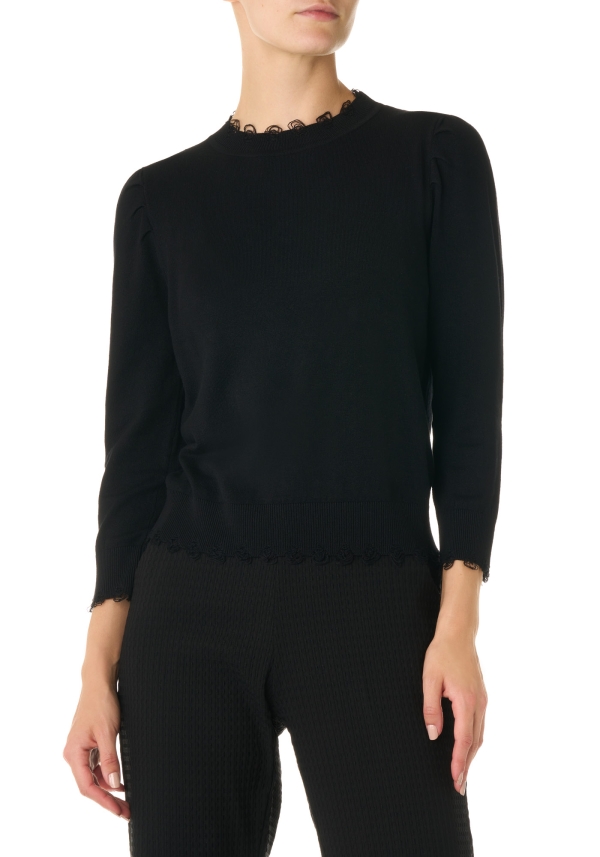 Maglia Girocollo Effetto Snag con Manica Lunga