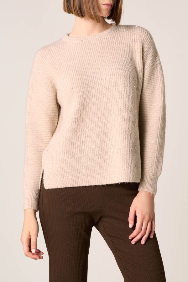 Maglia a Coste con lame Manica Lunga