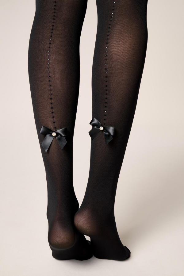 Collant Riga Posteriore Strass e Fiocco 