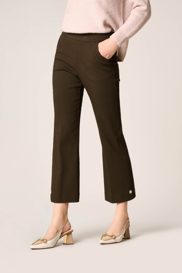 Leggings Flare con Bottone Gioiello