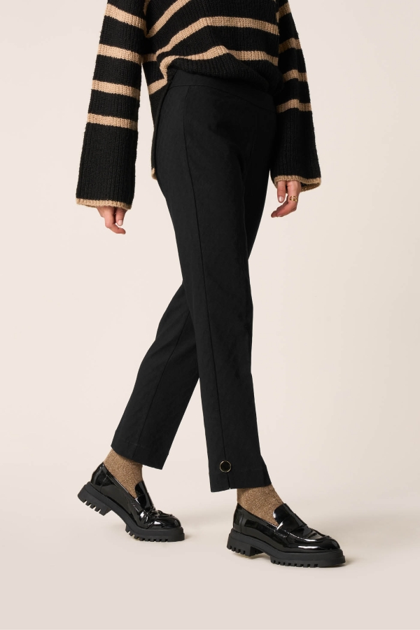 Leggings Straight Jacquard con Bottone