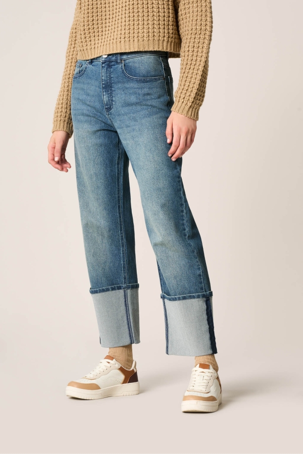 Leggings Wide Leg Folded Hem Denim