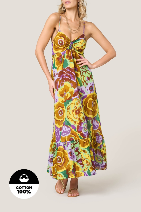 Abito Lungo con Spalline Serie Fleur - goldenpoint