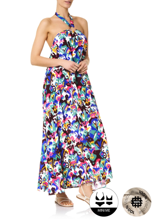 Abito Lungo con Anello Bohemian Ikat