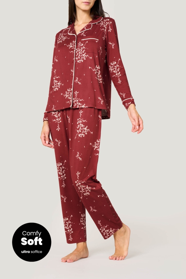 Pigiama Lungo con Bottoni Flowers goldenpoint