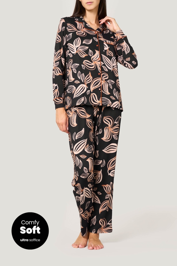 Pigiama Lungo con Bottoni Foliage goldenpoint