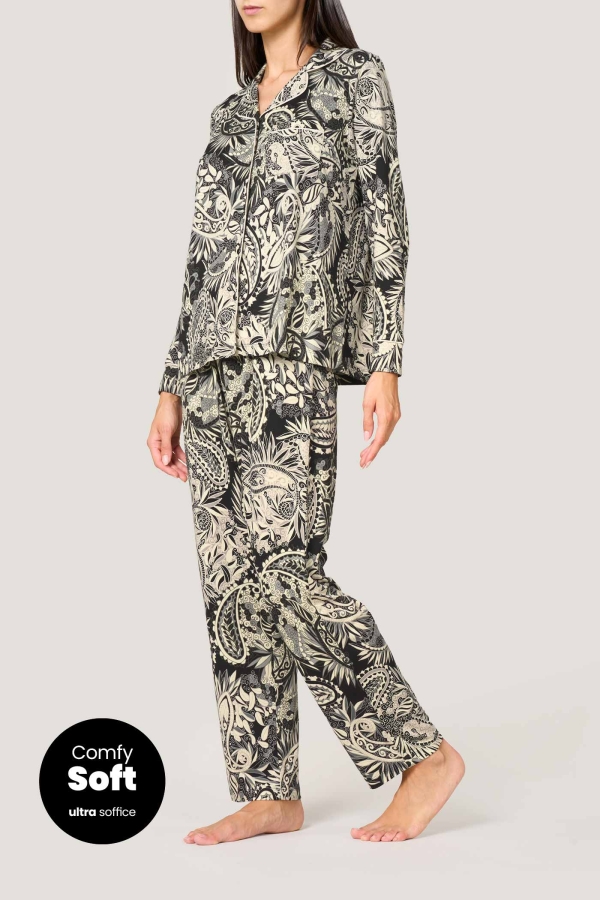Pigiama Lungo con Bottoni Paisley goldenpoint