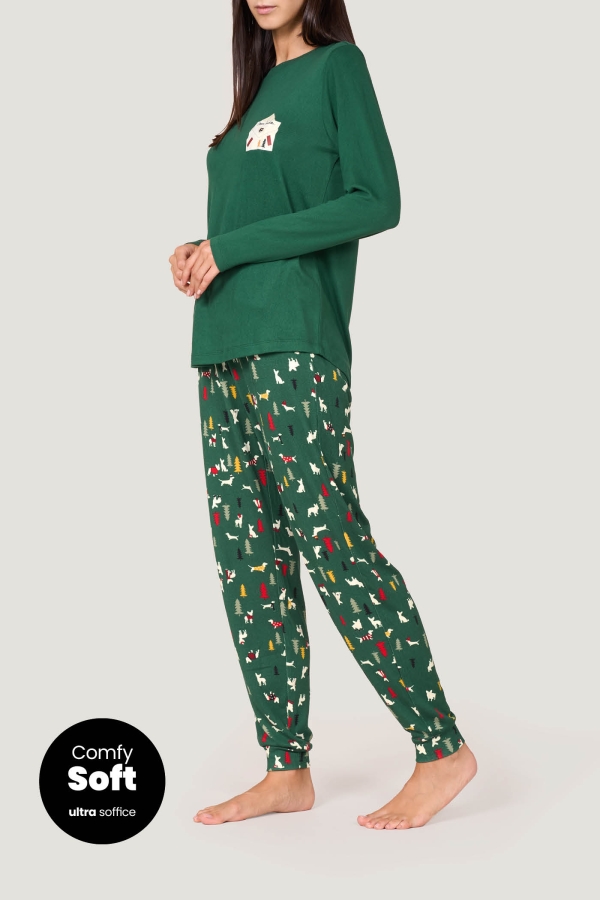 Pigiama Lungo Stampa Dear Santa goldenpoint