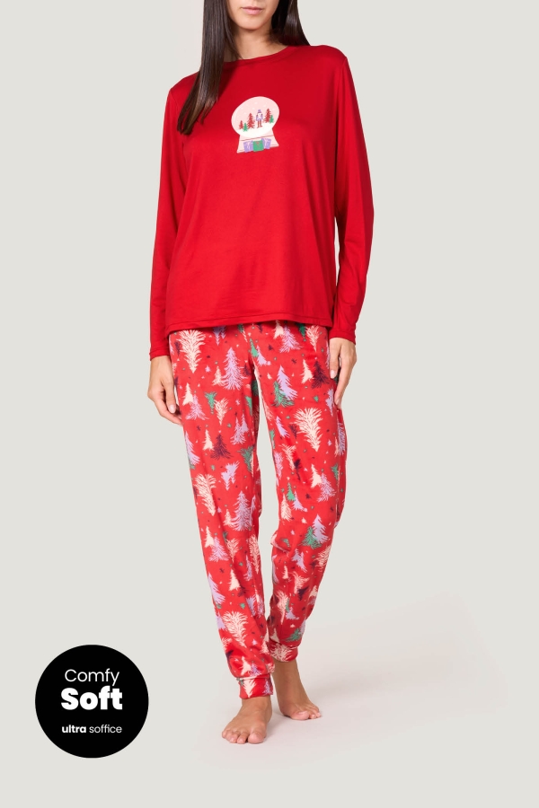 Pigiama Lungo Stampa Christmas Trees goldenpoint