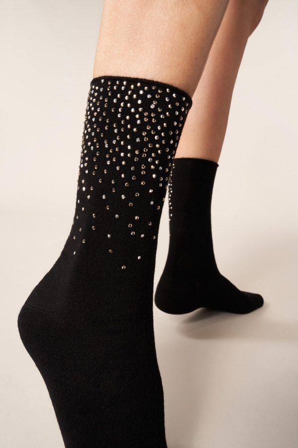 Calzino con Applicazione Strass Degradé