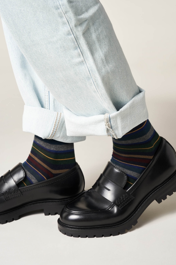 Calza Lunga con Cotone Righe Multicolor
