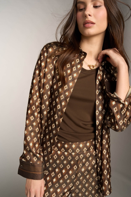 Camicia Satin rombi con Manica Lunga