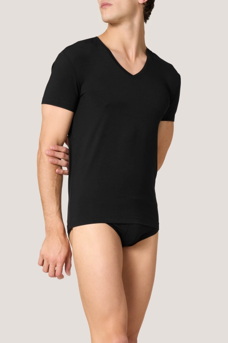 T-Shirt Scollo a V con Modal Stretch
