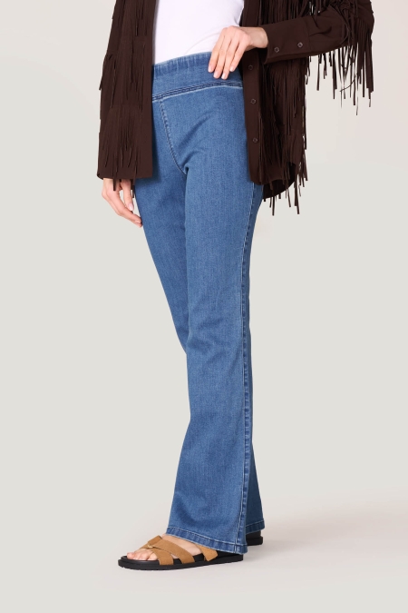 Jeans Flare Long Denim Vita Alta