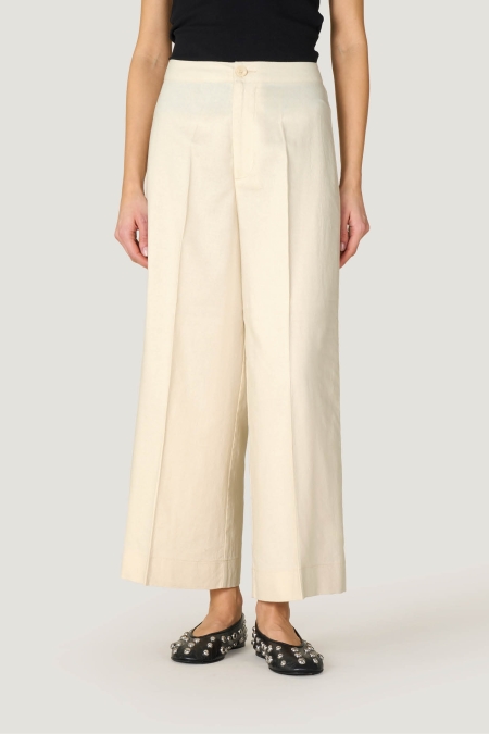 Pantaloni Cropped con Lino