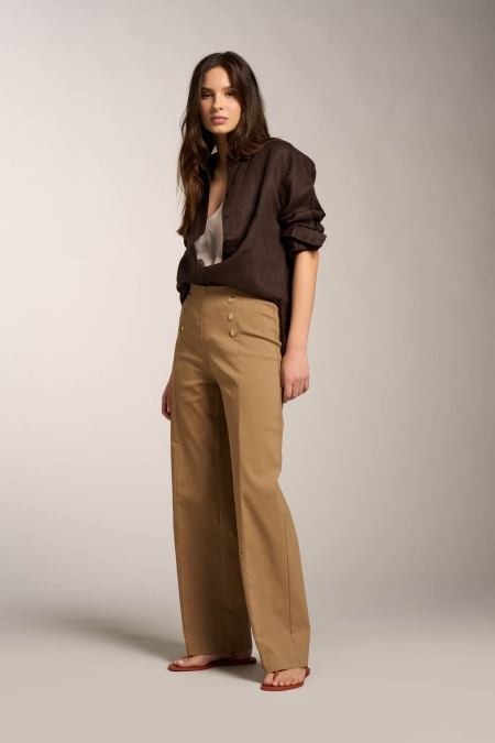 Leggings wide cropped con bottoni