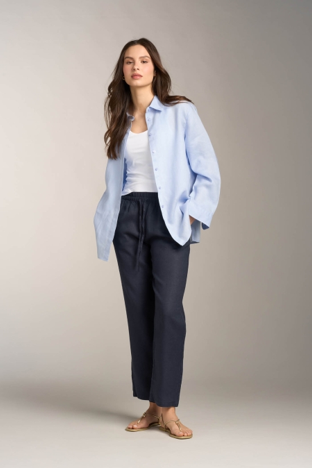 Leggings straight con coulisse in Lino