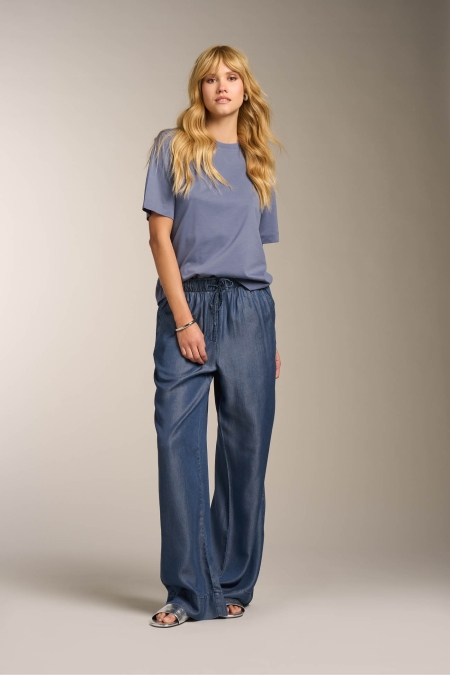 Leggings Wide Leg Chambray con Coulisse