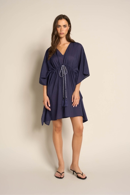 Abito Corto A Kimono Con Coulisse