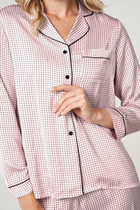 Pigiama Camicia Da Notte Donna In Cotone – Manica Lunga, Bottoni Davanti, Stampa Carina (Taglie M-XXL)