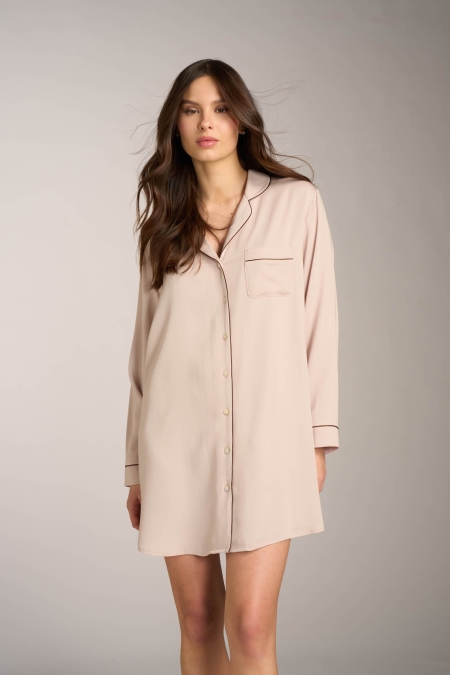 Camicia da notte abbottonata Satin Aura