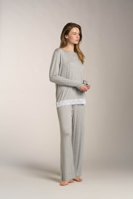 Pigiama lungo regular con Pizzo Aerelle