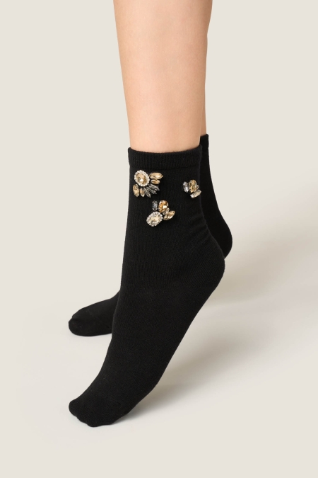 Calzino in Maglia Liscia con Bijoux
