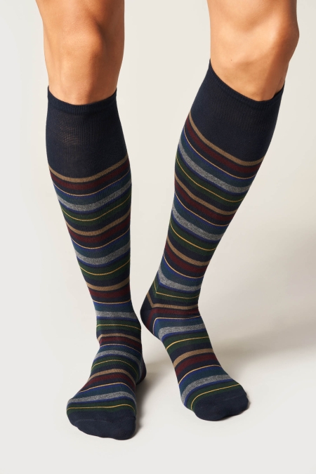Calza Lunga con Cotone Righe Multicolor