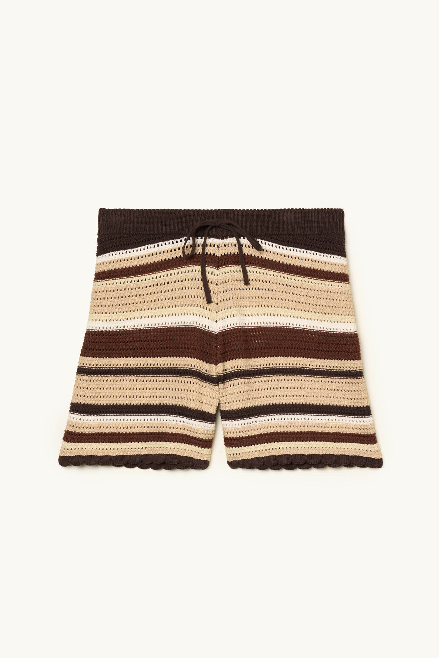 Shorts A Righe Effetto Crochet