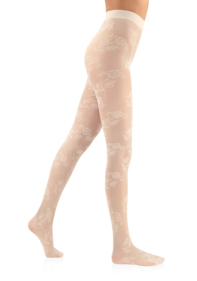 Collant velato con motivo floreale in tono